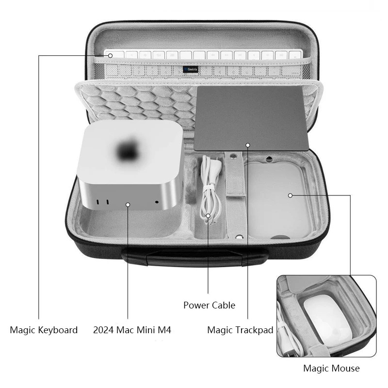 เคสแข็งป้องกันสําหรับ Mac Mini M4 และกระเป๋าเดินทางเหมาะสําหรับ Mac Keyboard Mac Mouse