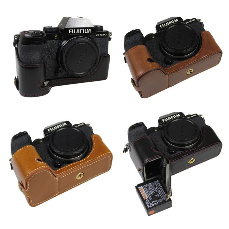 เหมาะสําหรับ Fuji XS10 XE3 XE4 กล้องซองหนังฐาน Fuji xs10 เคสป้องกันครึ่งด้านแบตเตอรี่ฟรี