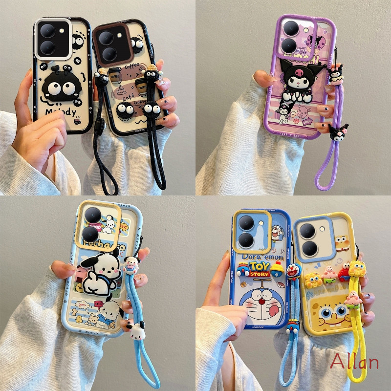 เคส vivo y36 5G / y27 5G กรณี TPU 2026 ใหม่ Kawaii ซิลิโคนนุ่มคลุมทั้งหมดกันกระแทก, Lanyard Anti-Loss เคสโทรศัพท์ BSJGS
