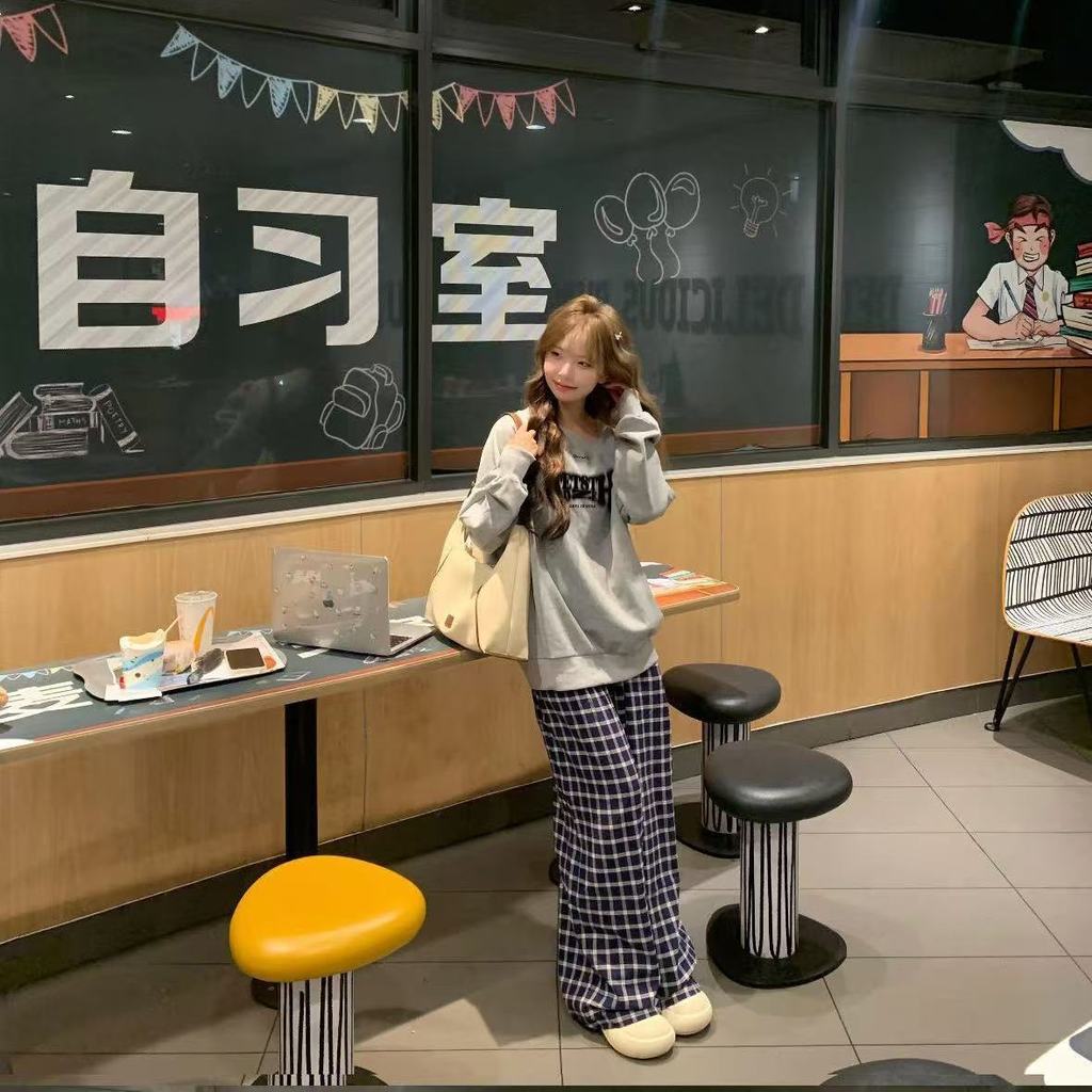 Take 100 ต้นฤดูใบไม้ร่วง cod Street หลวม fashiont เสื้อกันหนาวสไตล์ใหม่ 2025 เสื้อรอบคอพิมพ์สไตล์อเม