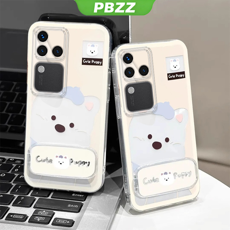 PBZZ สําหรับ VIVO V30 PRO 5G 2024 VIVO V30 V30E 5G V40E V40 PRO 5G เคสโทรศัพท์ Softcase ซิลิโคนกันกระแทกฝาครอบใหม่ความงามสุนัขน่ารักพร้อมกระจก TKXGDQZJ01