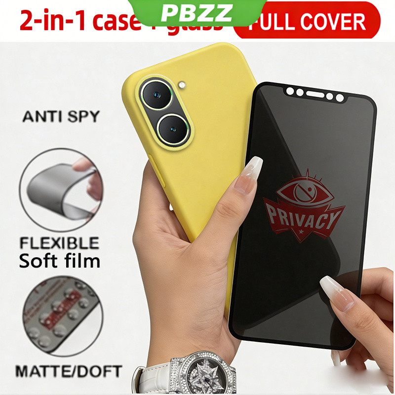 PBZZ Jelly สี 2 in 1 เซรามิคความเป็นส่วนตัวกระจกนิรภัย + กรณีสําหรับ VIVO Y03 4g y02a y02t y02 Y28 4