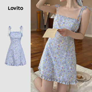 Lovito เดรสสุดน่ารักสำหรับวันสงกรานต์ เดรสผูกเชือกลำลองสำหรั…
