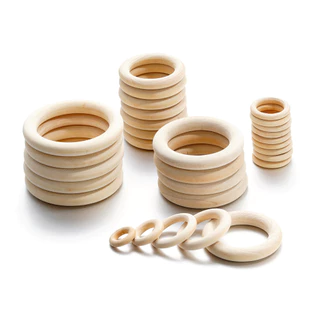 3-20ชิ้น ห่วงไม้ธรรมชาติ 2-7ซม วงกลมไม้ DIY อะไหล่เชื่อมเครื่องประดับ งานฝีมือ มาคราเม่ แข็งแรง ทนทาน