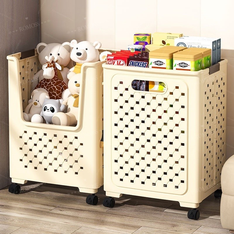 HAERS ตะกร้าผ้า พับเก็บได้ ประหยัดพื้นที่ มี 2 รุ่นให้เลือก M / L ประกอบได้เองแบบ DIY ตะกร้าผ้าล้อลาก