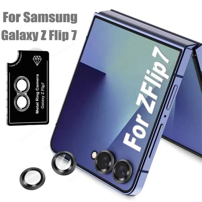 สําหรับ Samsung Galaxy Z พับ 7 โทรศัพท์กลับกล้องสําหรับ Samsung Galaxy Z Flip 7 อลูมิเนียมเลนส์กล้องแหวนฝาครอบเลนส์กระจกนิรภัย