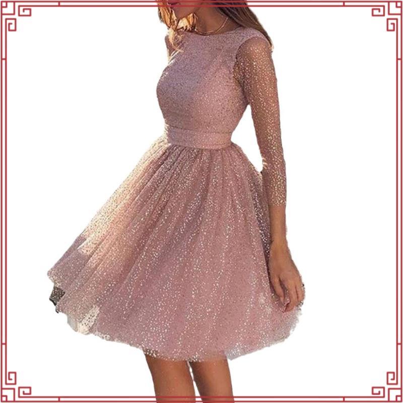 SA OLIVIA.CHIC Luxury Party Dress ทําจากลูกไม้ปักเลื่อม,เดรสสั้นเอวบาน,คอเต่า,นูนดอกไม้ Applique V14