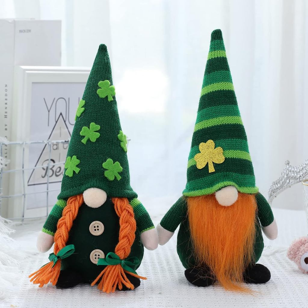 2 ชิ้น St. Patricks Day Gnome Handmade Gnome Faceless Plush Doll, St Patricks Day Gifts for Him/her 