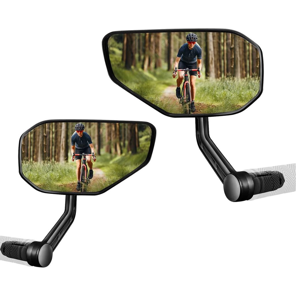 กระจกจักรยานกระจกจักรยานสําหรับมือจับเลนส์กระจกกันรอยขีดข่วน กระจกปลายแฮนด์ขนาดใหญ่กระจกมองหลังจักรย