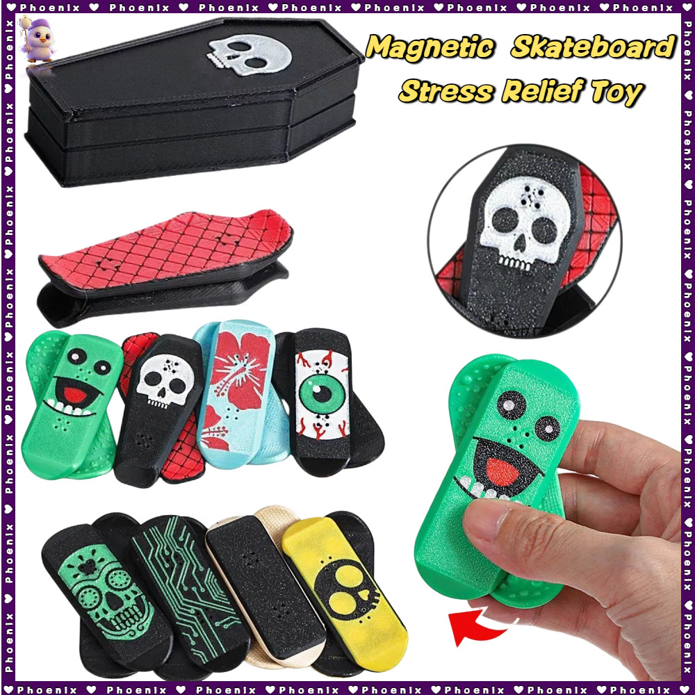 Kickflip สเก็ตบอร์ดแม่เหล็ก Fidget ของเล่น 3D พิมพ์ Flipping ของเล่น Mini Fingerboard สําหรับเด็กความเครียดบรรเทาของเล่น