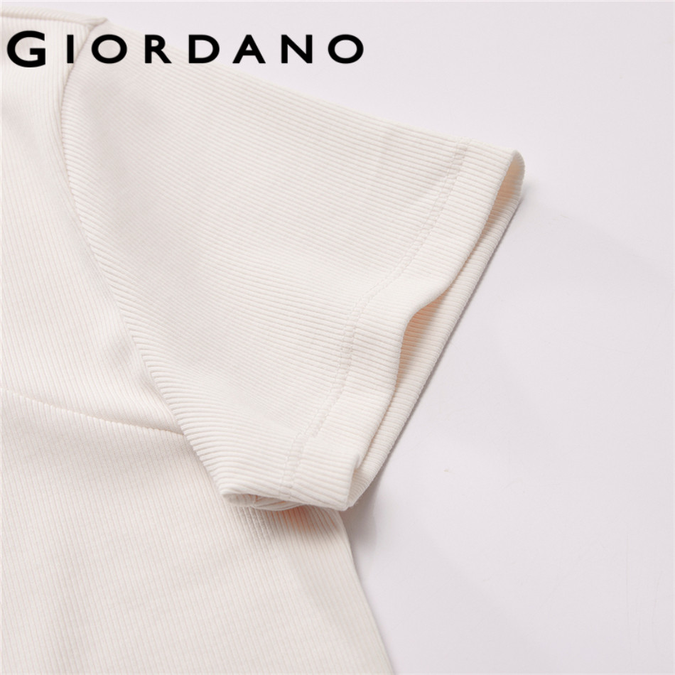 GIORDANO WOMEN Square neck short sleeve slim fit rib tee 13326277 ราคา ถูกที่สุด ดีลบีเคเค แกลเลอรีภาพที่ 5