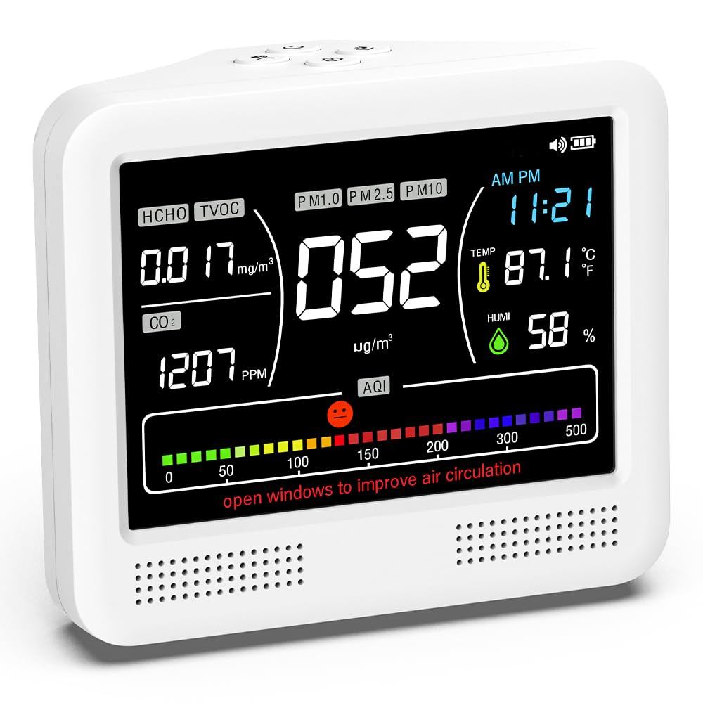 Air Quality Monitor ในร่ม, 16 in 1 Air Quality Tester สําหรับ CO2 Monitor, TVOC, PM1.0 PM2.5 PM10, H