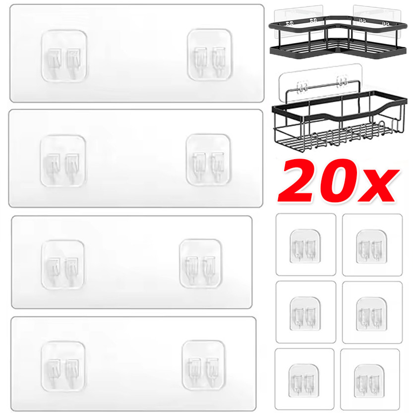 5/10/20PCS โปร่งใสเดี่ยว Double Hook / Heavy Duty ตะกร้าสบู่ Fixing Hooks
