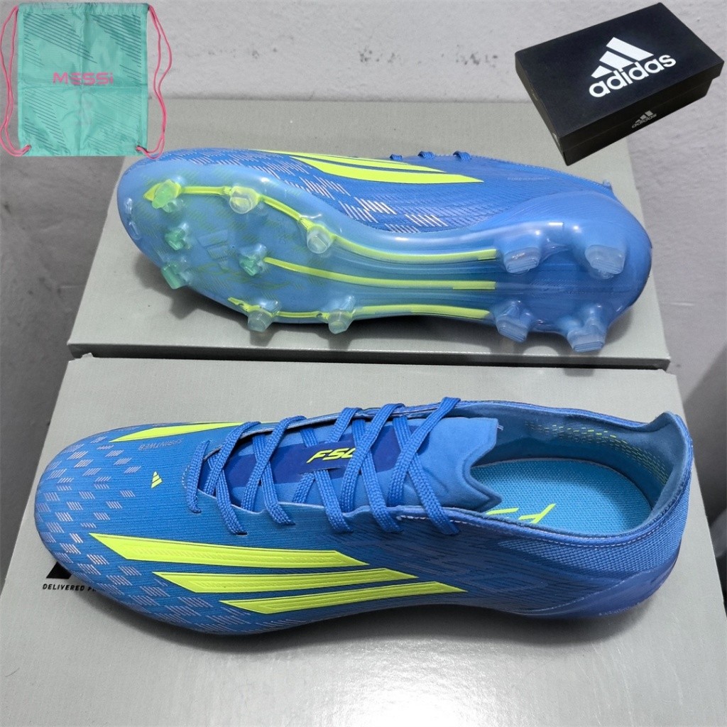 รองเท้าฟุตบอลใหม่ ขนาด 39-45 สำหรับผู้ชาย สไตล์ถักสีฟ้า สวมใส่ง่ายและสบาย มีกล่องบรรจุ