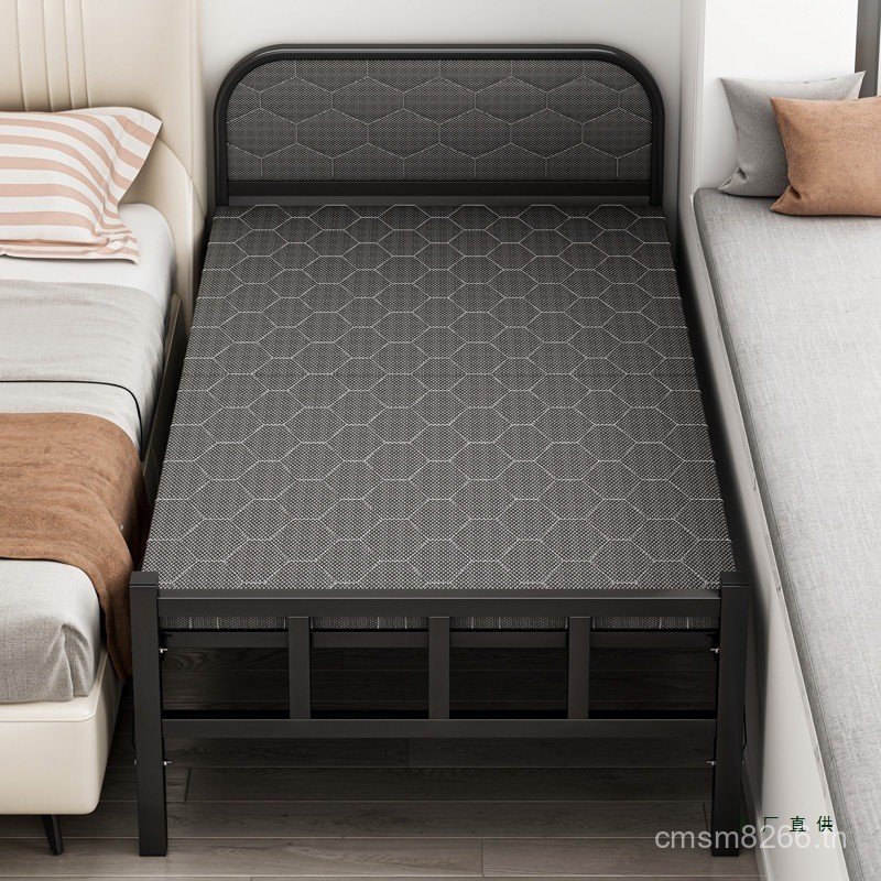 เตียงเหล็กผู้ใหญ่พักกลางวันที่เรียบง่ายหอพักสํานักงานเตียงเตียงพับครัวเรือนเดียวงีบเช่าบ้านเตียงขนาด