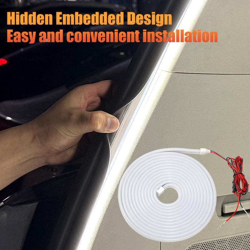 Usb ภายในรถ Led Strip ตกแต่ง Garland Wire Tube ยืดหยุ่นนีออนสายไฟยานยนต์ E6u5