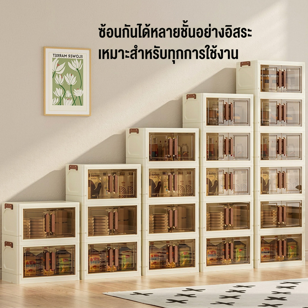 ตู้เก็บของ กล่องเก็บของพับได้ กล่องเก็บของบนโต๊ะทำงาน เหมาะสำหรับวางหนังสือ ตุ๊กตา หรือสินค้าในห้องนั่งเล่น