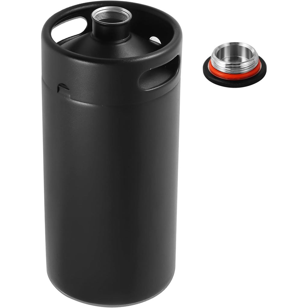 สแตนเลส Mini Keg Growler, 128oz Matte Black Mini Beer Keg, Carbonated Beer Growler Mini Kegerator พร