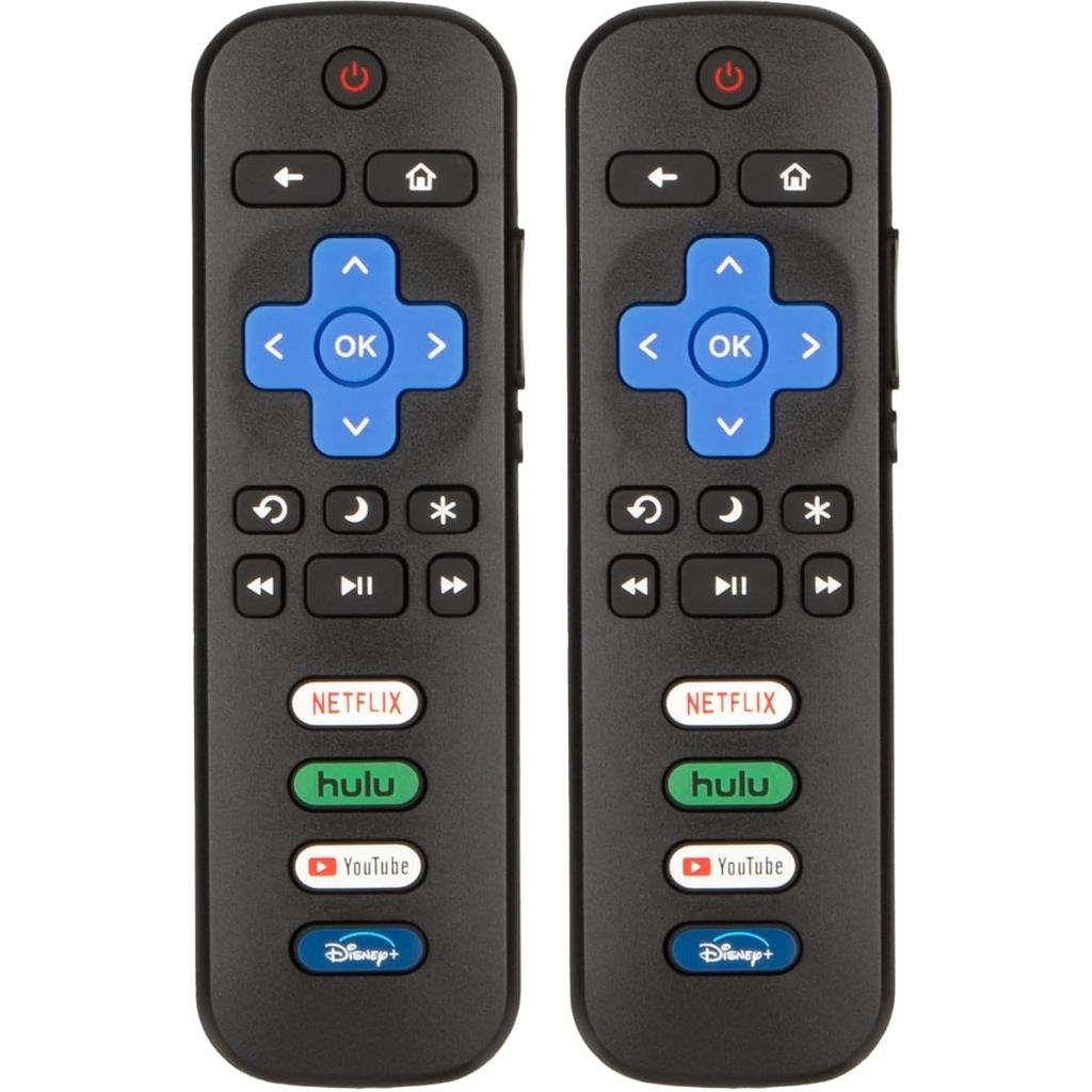 (แพ็ค 2 ชิ้น) รีโมททดแทนสําหรับ Roku TV, TCL, Hisense, Onn Roku TV, ไม่เข้ากันได้กับ Roku Stick, กล่