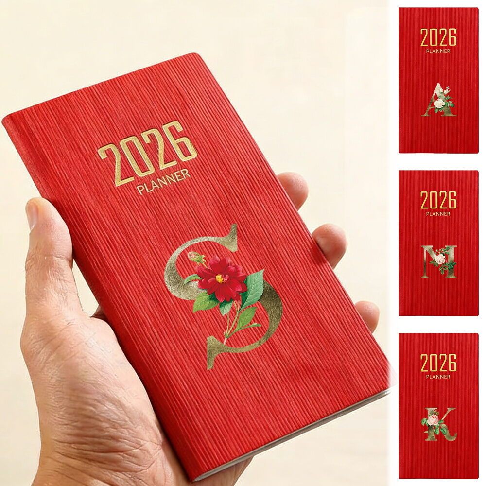 Red Daily Journal Pocket Notebook หนา Mini Notebook A6 Notebook PU Leather Pocket Notebook Golden fl