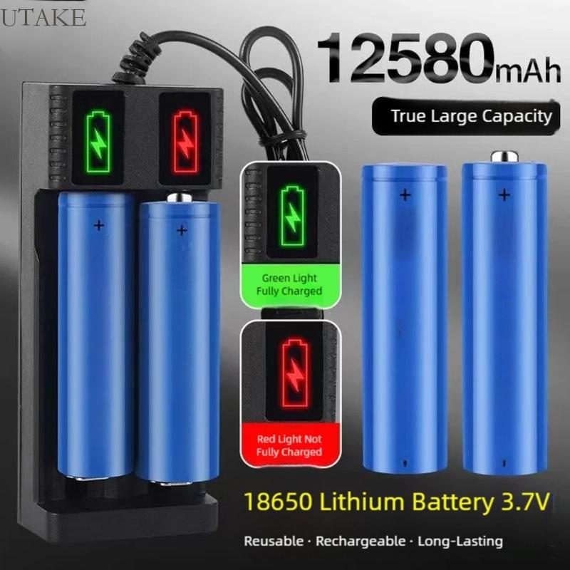 Utake อัจฉริยะ 1 2 Slot Case 18650 อะแดปเตอร์ชาร์จสําหรับ 18650 ชาร์จ 3 7V