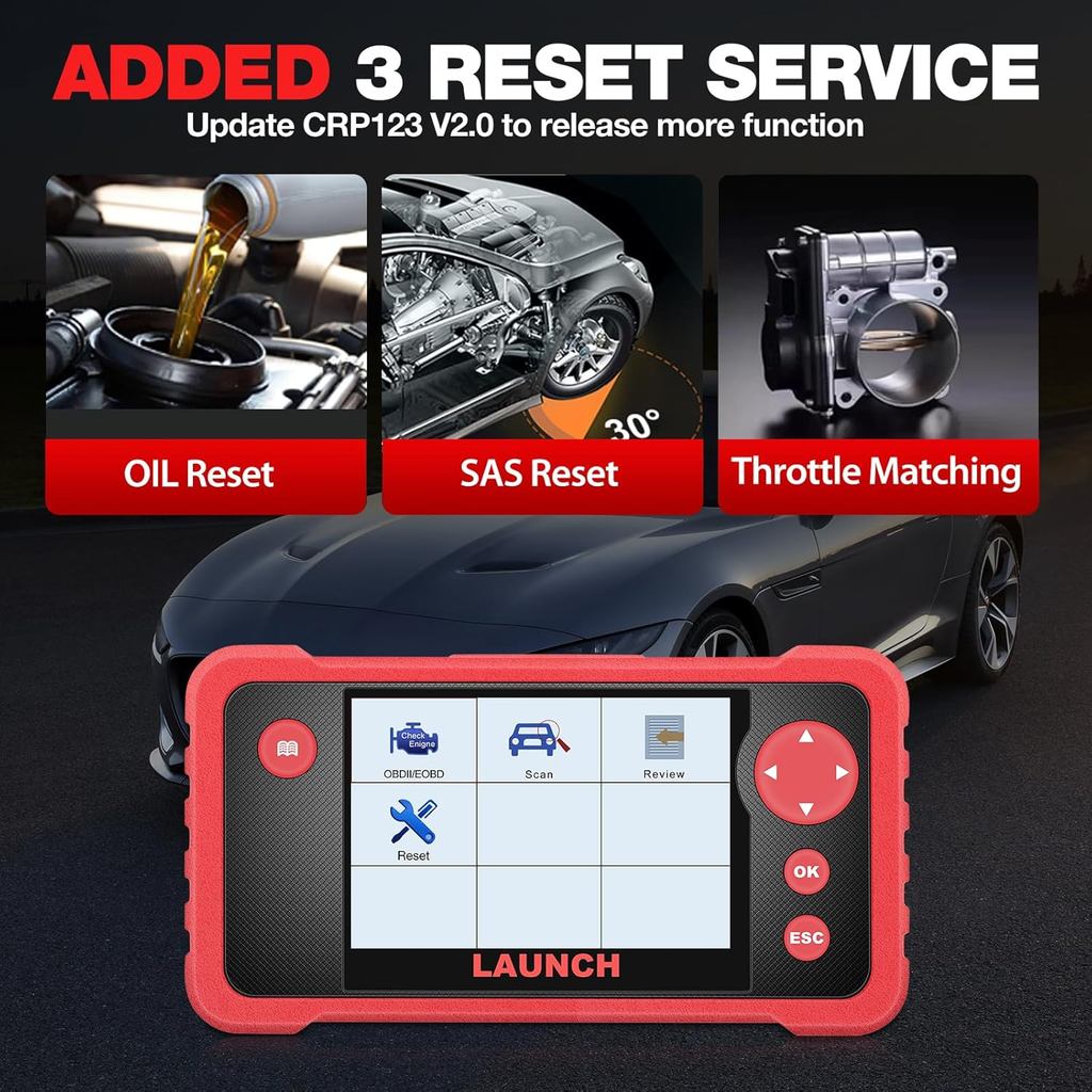 LAUNCH CRP123 V2.0 Elite OBD2 เครื่องสแกนเนอร์, 2025 เครื่องยนต์ใหม่/ABS/SRS/Transmission เครื่องมือ
