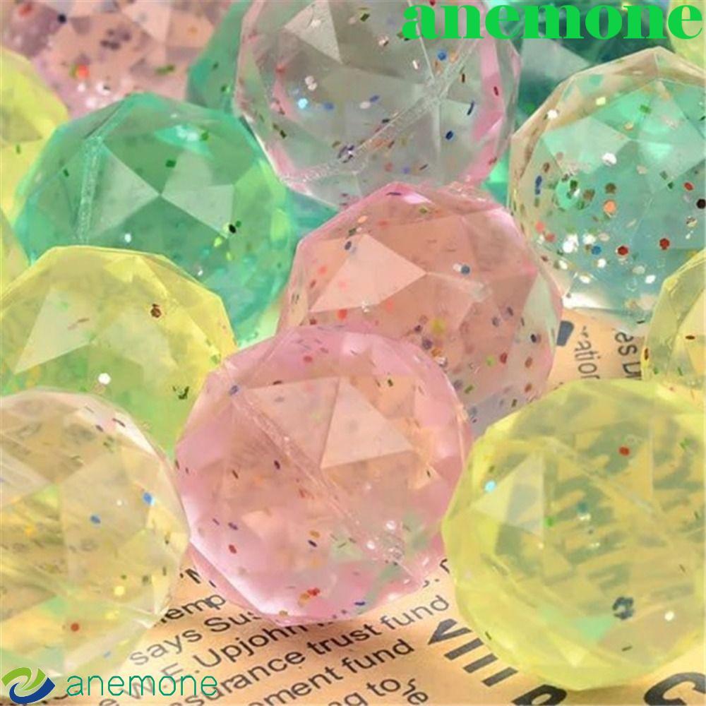 ANEMONE 6 ชิ้นเพชร Bouncy Ball, Clear Bouncy ของเล่นยาง Bouncy Ball, Creative สุ่มสายรุ้งสีขนาดใหญ่เ