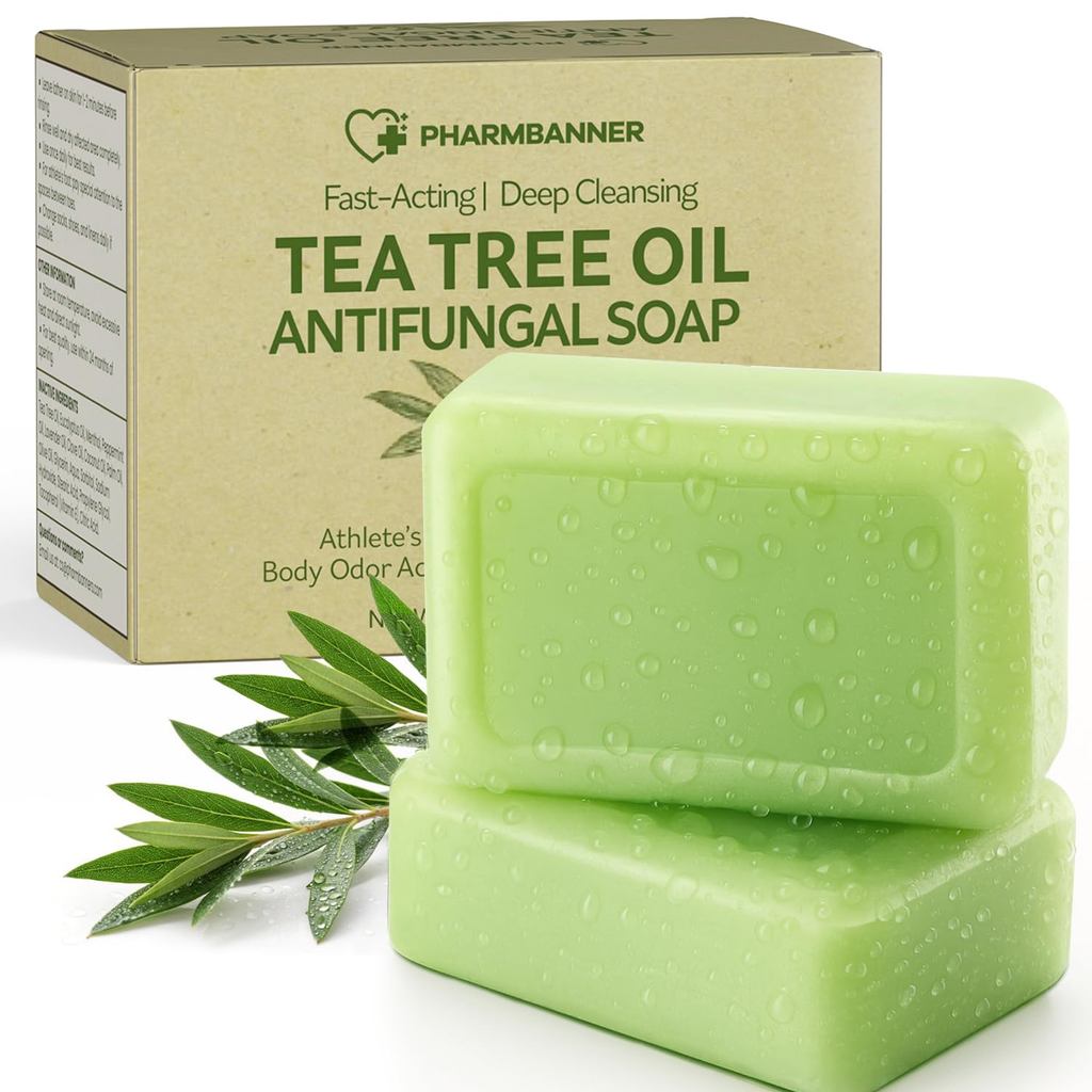 บาร์สบู่ป้องกันเชื้อรา Tea Tree – Body Wash for Face & Body Acne, Foliculitis, Jock Itch, กลาก, นักก