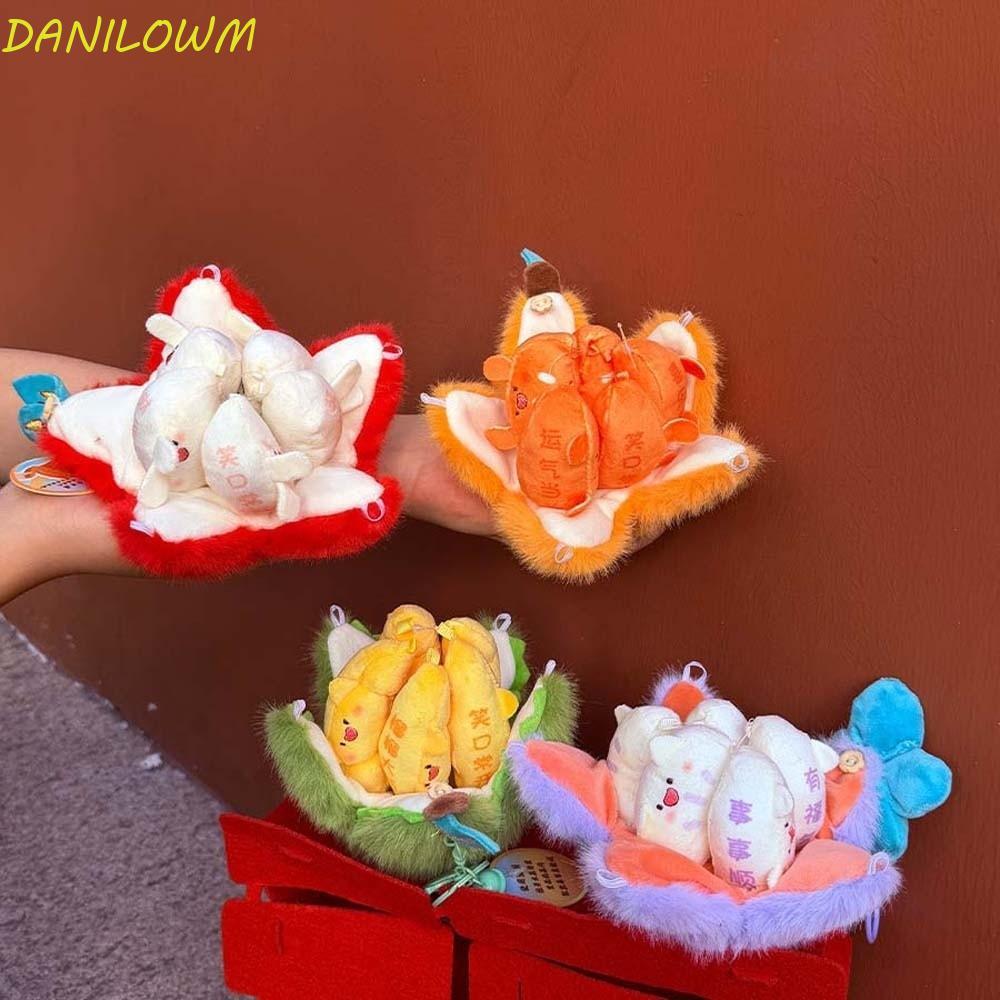 DANILOWM Fruit Key Chain, Soft Mangosteen Creative Tangerine Key Ring, Bag Charm Durian PP Cotton Ca