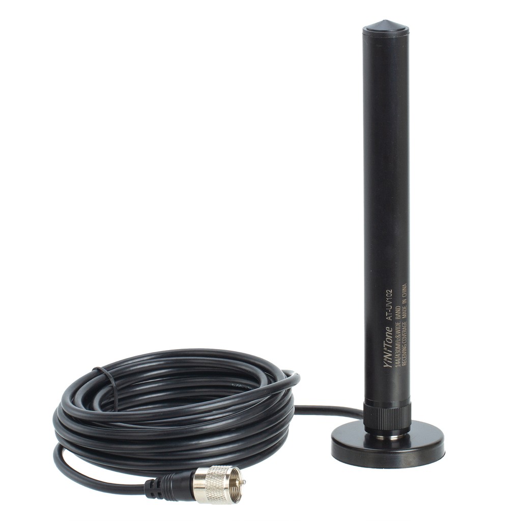AT-UV102 เสาอากาศมือถือรถยนต์ 144/430Mhz เสาอากาศสั้น 5M Coax Cable MINI ฐานแม่เหล็กสําหรับ KT-8900D