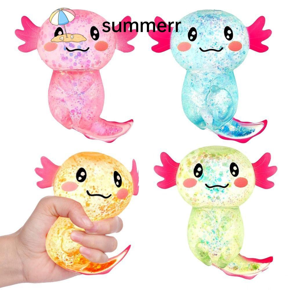 SUMMERR Squishy Stress Glitter, Glitter Sugar Filled Axolotl Squishy ของเล่น, น่ารักเนื้อผ่อนคลายรูป