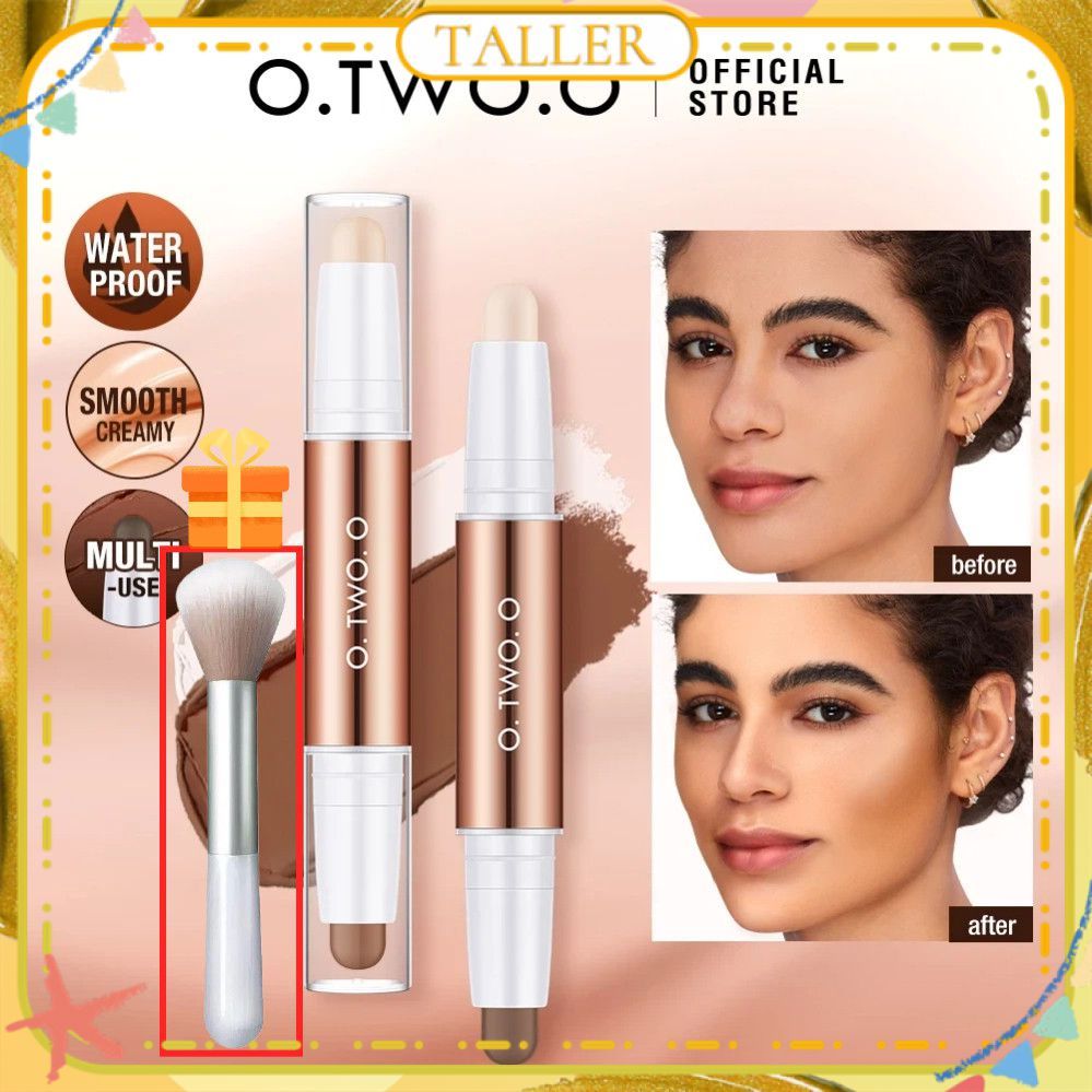 ✧พร้อมส่ง 【ของขวัญ】o.two.o ไฮไลเตอร์และคอนทัวร์ 2 In 1 แบบสองด้าน ใช้ได้ทั้งสองแบบ สำหรับจมูก อายแชโ