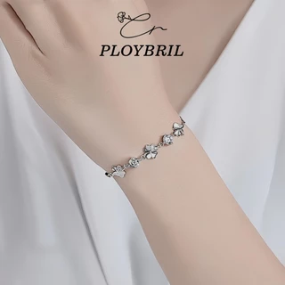 PLOYBRIL สร้อยข้อมือเงินแท้ Lucky Clover สร้อยข้อมือเพชร Moissanite สร้อยข้อมือผู้หญิง วาเลนไทน์ S030