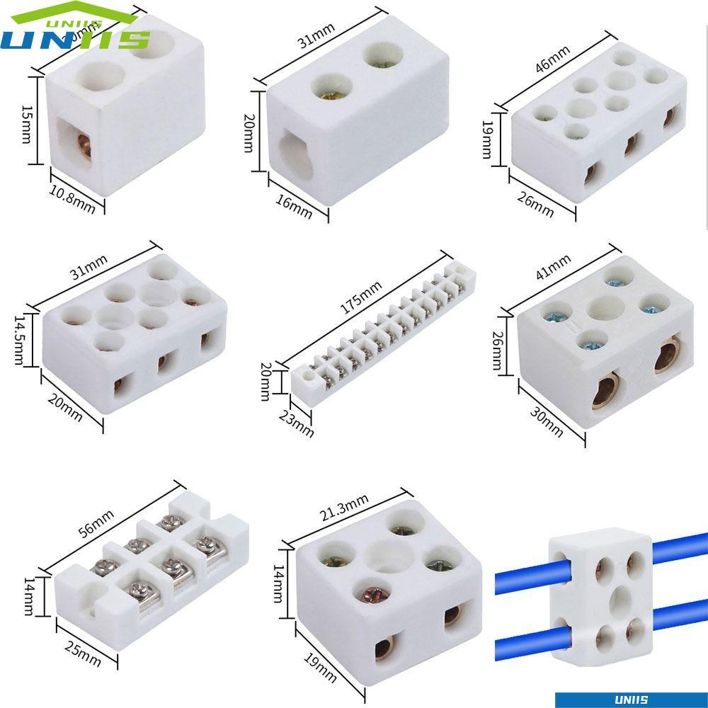 UNIIS บล็อกเทอร์มินัลสายไฟเซรามิก, 2 In 2 Out เทอร์มินัลขั้วต่อสายไฟสกรูไฟฟ้า, ขั้วต่อเซรามิกทองแดงมอเตอร์ Terminal Block 1 In 1 Out Ceramic Cable Terminal Blocks
