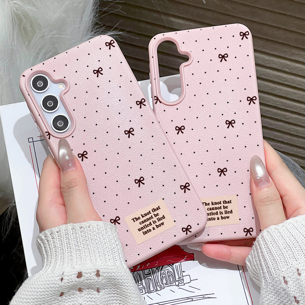 โบว์ลายจุดเล็ก ๆ Leather เคสมือถือ For Samsung A27 A37 A57 S26 UItra A07 A56 A17 A06 A16 A15 A26 A35 A34 A36 A55 เคส