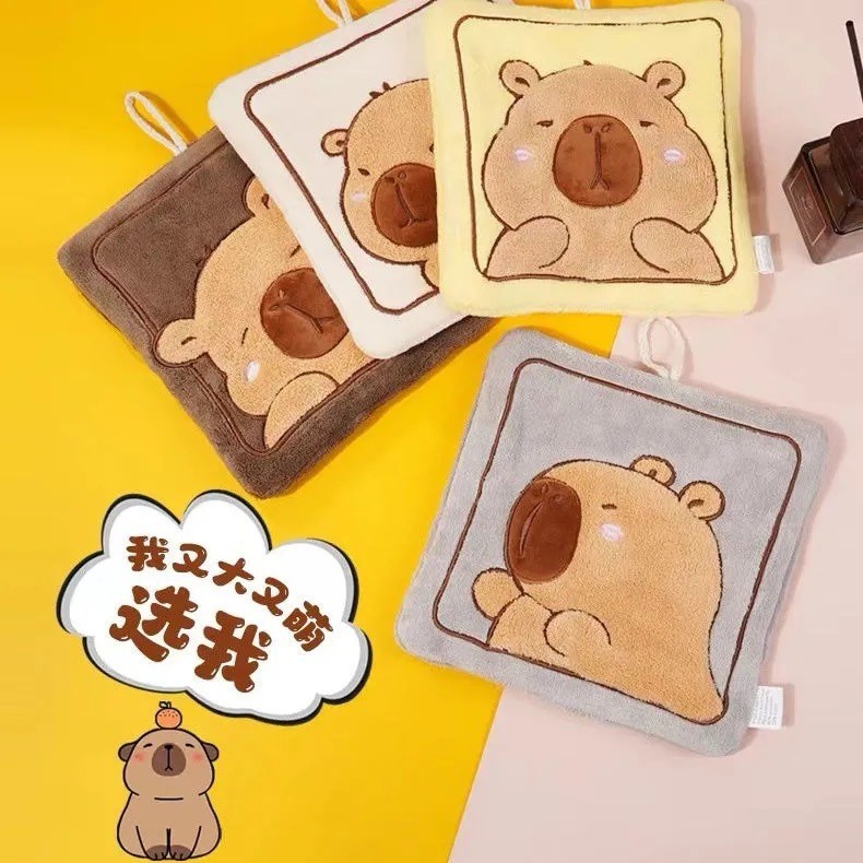 2025 ผ้าเช็ดมือ Kabara แขวนได้ Non-Stinky การ์ตูนสไตล์ขนแกะปะการังเด็กผ้าขนหนูสี่เหลี่ยมเล็ก 26.3.26