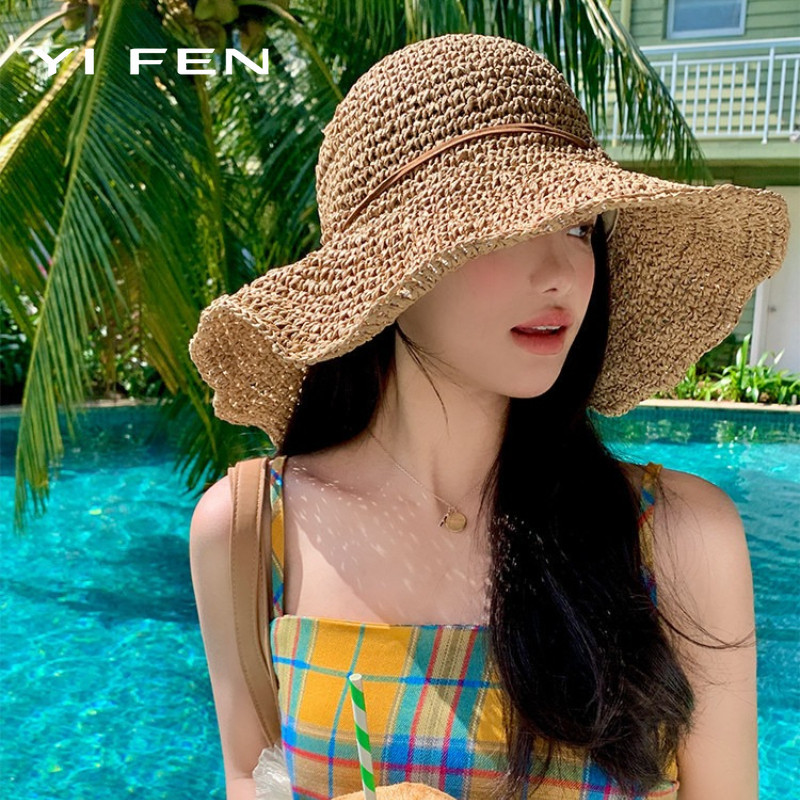 YIFEN หมวกทรงบ๊อบป้องกันแสงแดดสำหรับผู้หญิง ออกแบบมาให้เหมาะกับการใช้งานในวันหยุดที่ชายหาด