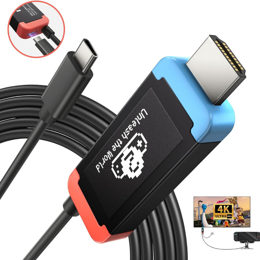 สายแปลงสัญญาณ Lemorele L100 USB-C to HDMI PD Cable ใช้แทน DOCK สำหรับ Nintendo Switch 2 / OLED / NS1