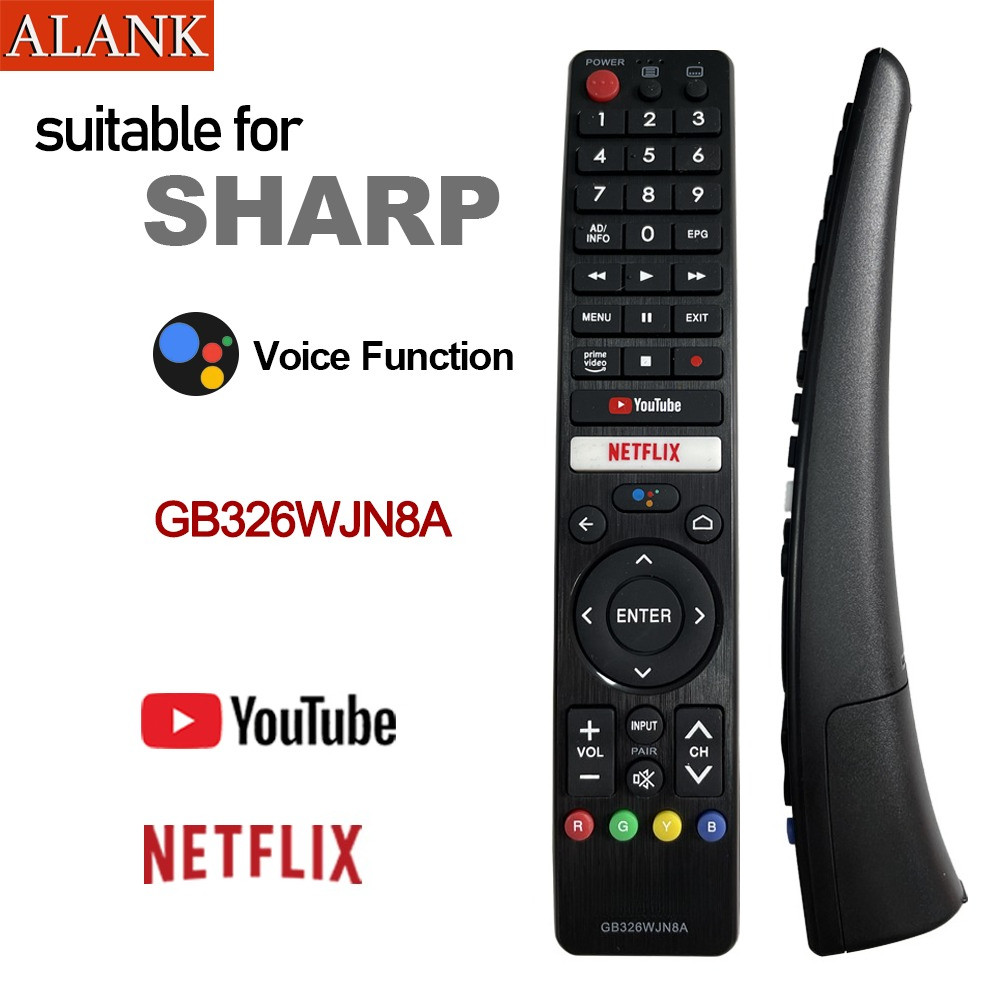 ALANK รีโมทควบคุมด้วยเสียง สำหรับรีโมททีวีสมาร์ท Android SHARP Smart TV รุ่น GB326WJN8A ของแท้