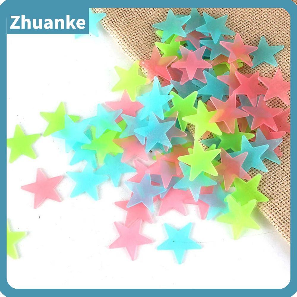ZHUANKE 100 ชิ้น/เซ็ตสติ๊กเกอร์ติดผนังเรืองแสงในที่มืดเครื่องประดับเนอสเซอรี่ Luminous Decal, DIY สีสัน Star Wall Art สติกเกอร์เด็กเด็กตกแต่งห้อง