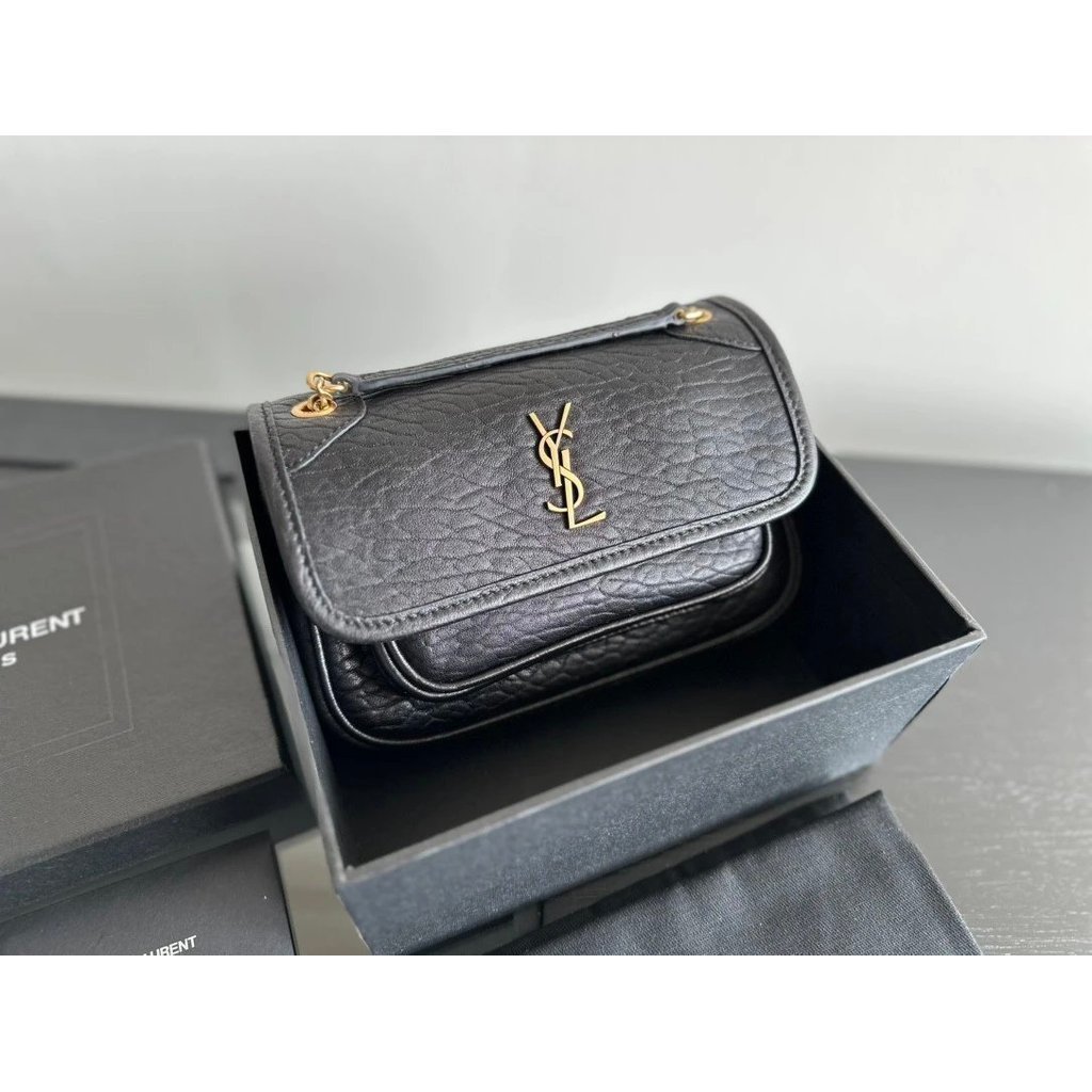 กระเป๋าสะพายข้าง YSL Mini หนังวัวแท้ สไตล์คลาสสิก - กระเป๋าแบบมีฝาปิด