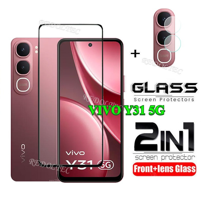 VIVO Y31 5G 2025 2 in 1 ป้องกันหน้าจอ + เลนส์ป้องกันคลุมทั้งหมดกาวเต็ม VIVOY31 ฟิล์มกระจกนิรภัยป้องกันด้วยกล้อง Flim ป้องกัน ราคา ถูกที่สุด ดีลบีเคเค รูปภาพหลัก