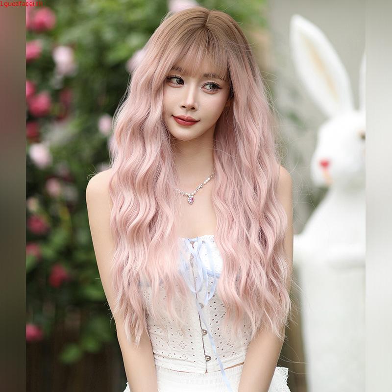 7jhh WIGS C-9091 วิกผมยาวหยิก สีชมพูอ่อน ดูเป็นธรรมชาติ สําหรับผู้หญิง