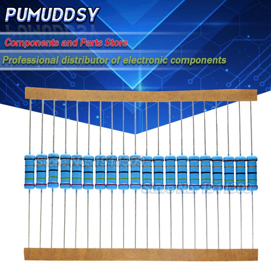 20PCS 1W ตัวต้านทานฟิล์มโลหะ 1% 1R ~ 1M 1 2 10 22 47 100 330 โอห์ม 1K 4.7K 10K 22K 47K 100K 330K 470