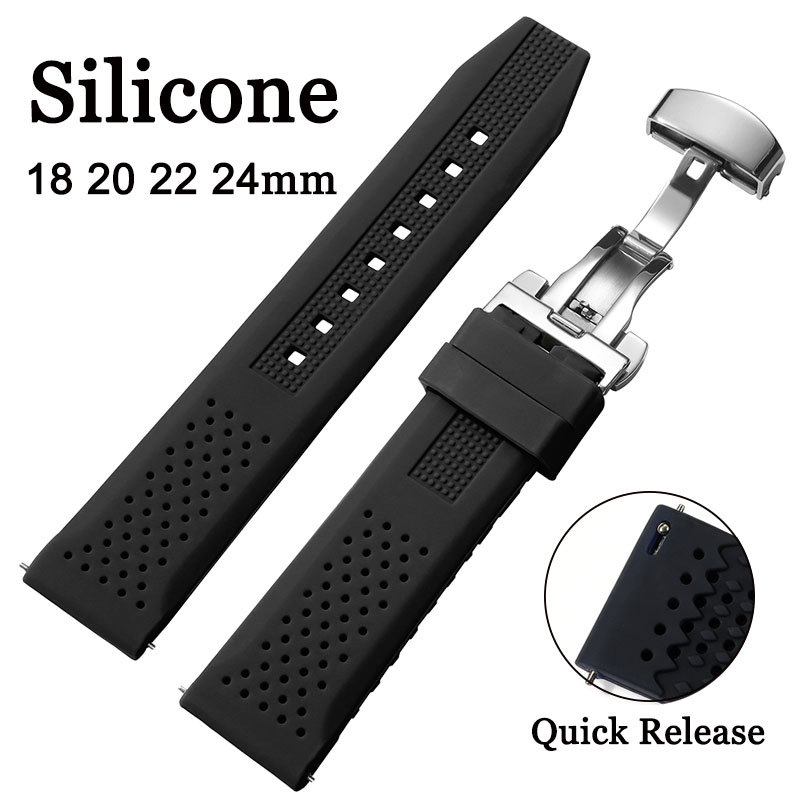 สายนาฬิกาซิลิโคนผีเสื้อพับ Clasp Quick Release สายนาฬิกา
