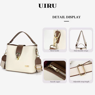 สั่งเพิ่ม ลดราคามากๆ UIRU กระเป๋าสะพายข้างสไตล์เกาหลี ลวดล้อมสองสี คลิปโลหะสวยงาม วัสดุหนังนุ่ม