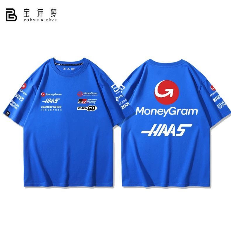 ฤดูร้อน Hass F1233 Fleet Racing Suit Bellman เสื้อยืดแขนสั้นพิมพ์ลายสไตล์เดียวกัน