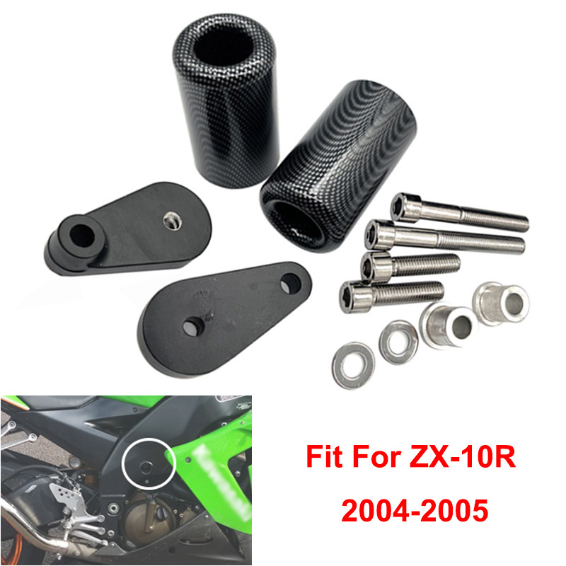MT Fit สำหรับ Kawasaki ZX10R Zx10r ZX-10R 2004 2005รถจักรยานยนต์สีดำคาร์บอน Sliders กรอบป้องกัน Fall