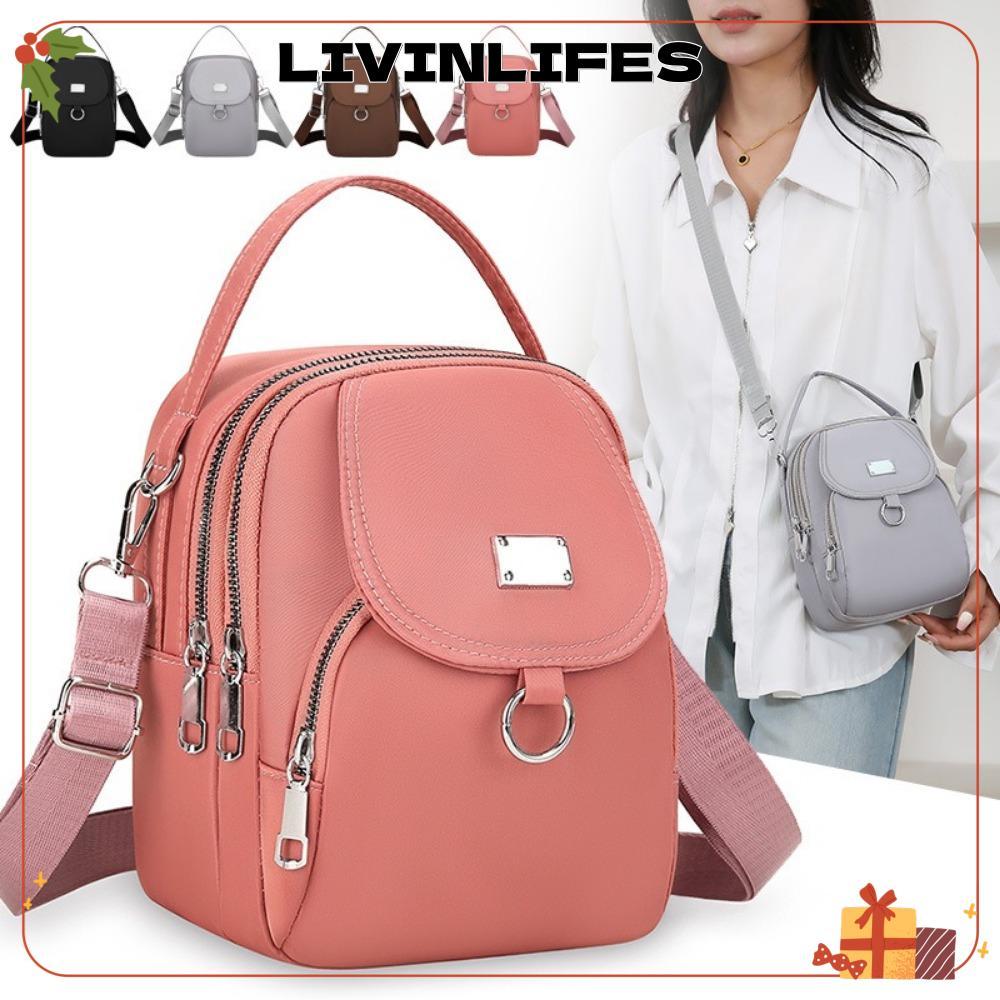 ILIVINLIFE กระเป๋าสี่เหลี่ยมเล็ก ไนลอนพร้อมซิป