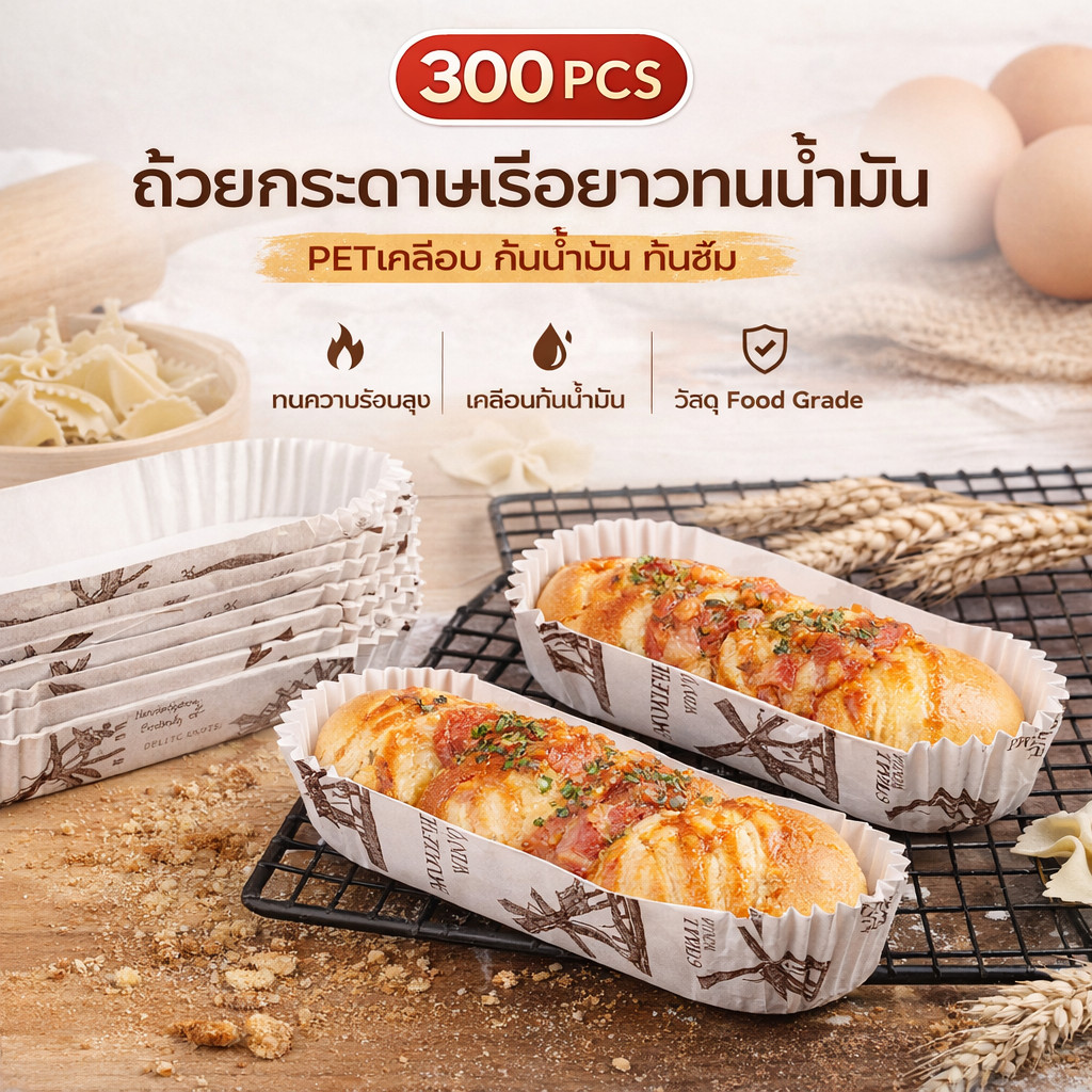 300 ชิ้น/ถ้วยขนมทรงรีถ้วยกระดาษห่อคัพเค้กอุปกรณ์เสริมครัว